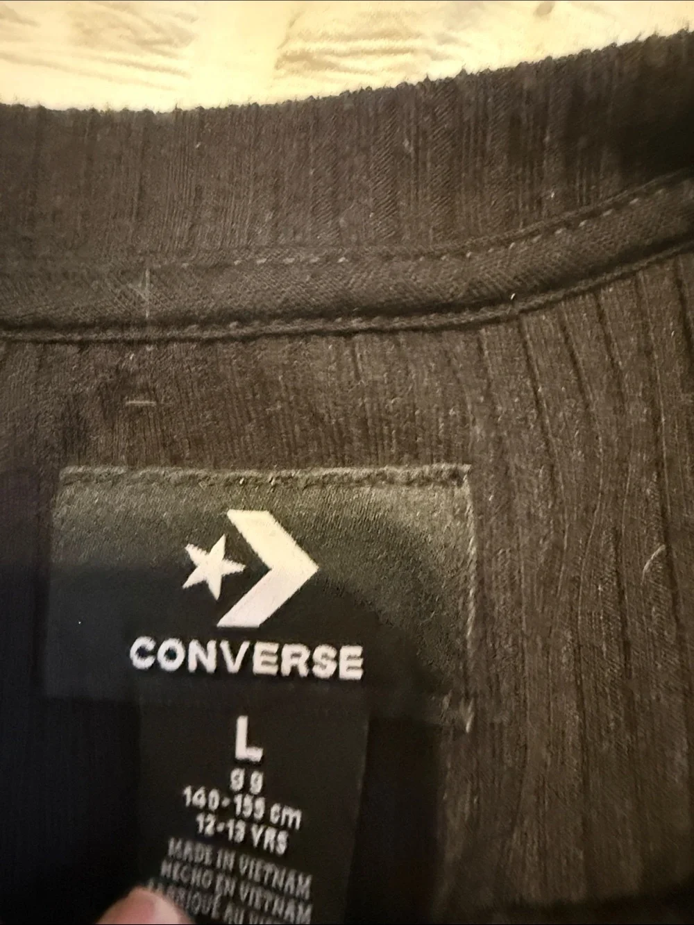 Converse Black Ribbed Crewneck Sweater with Chest Patch